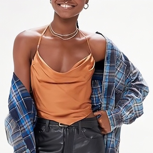 Capulet Satin Handkerchief Tie-Back Halter Cami - Picture 3 of 6